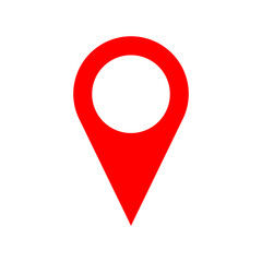 Poster - red location pointer pin or you are here marker hotspot symbol sign icon. vector image.