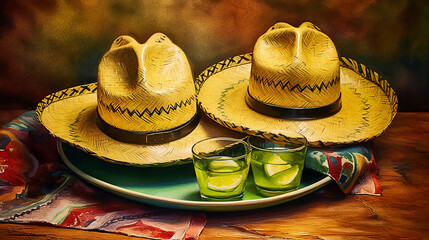 Wall Mural - mexican sombrero hat HD 8K wallpaper Stock Photographic Image 