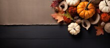 Thanksgiving Or Halloween Table With Small White Pumpkins Lamb S Ears Acorns On Burlap Runner