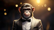 スーツ姿のリッチなチンパンジー