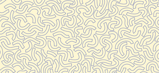 Poster - Monochrome doodle pattern. Funny monochrome pattern. Curved blue lines