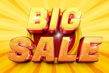 Wall Mural - Big sale 3D Vector Illustration Promotion Big. banner template design. web banner for mega sale promotion discount