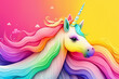 canvas print picture - pastel unicorn rainbow background