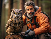 A Photo Of An Owl And A Wildlife Photographer In Nature