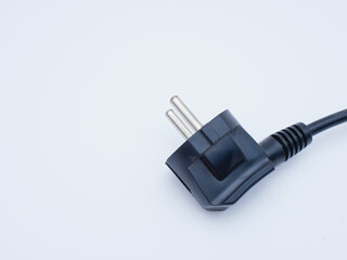 black european power plug isolated on a white. power cable with plug