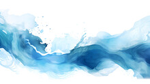 Ocean Water Wave Copy Space For Text. Isolated Blue, Teal, Turquoise Happy Cartoon Wave For Pool Party Or Ocean Beach Travel. Web Banner, Backdrop, Background Graphic	