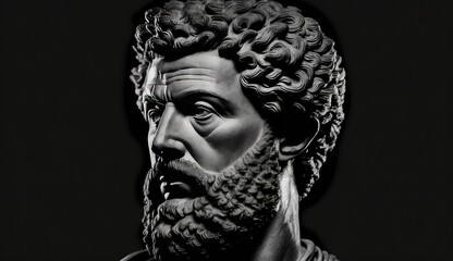 Statue of stoic bust illustration with strong reference to stoicism and philosophy on a clean and isolated background