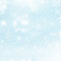 Wall Mural - Christmas, Snowy background with falling snow, snowflakes, snowdrift for winter and new year holidays. Vector