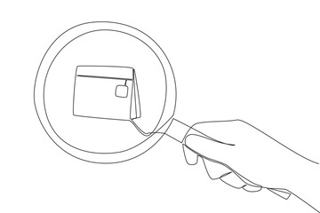 Poster - Single continuous line drawing big hand holding magnifying glass highlights desktop calendar. Schedule business trips so the company has growing assets. Success. One line design vector illustration