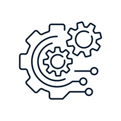 Poster - Automatic integrated systems for monitoring and controlling technological processes. Linear vector icon on white background.