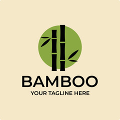 Wall Mural - green bamboo badge logo vector simple illustration template icon graphic design