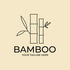 Wall Mural - bamboo logo line art vector simple illustration template icon graphic design