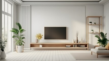 Wall Mural - TV cabinet in a scandinavian decor living room.