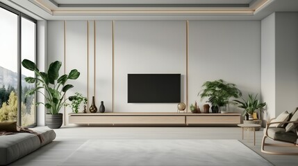 Wall Mural - TV cabinet in a scandinavian decor living room.