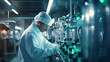 © JKLoma - Medicine factory scientist in lab research pharmaceuticals.