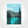 Banff National Park Poster, vector Illustration Vintage style