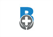 Letter B medical logo with typographic ECG heartbeat incorporated in the initial B letter vector
