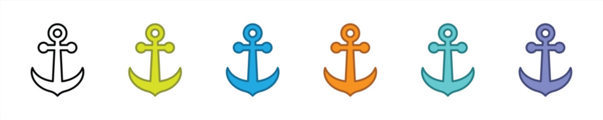 Fototapete - anchor icon set. ship anchor icon symbol sign collections, vector illustration