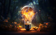 Abstract dynamic explosion of a lightbulb, symbolizing the ignition of fresh, powerful ideas and intense creativity.