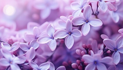 Wall Mural - Macro image of spring lilac violet flowers