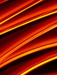 Wall Mural - Light wave trail path, vibrant neon gold color in abstract swirls on a black background.