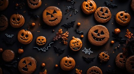 Poster - A table topped with lots of halloween cookies