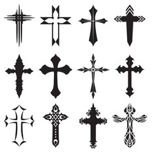 Set Of Black And White Crosses