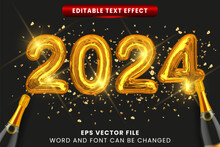 2024 Golden Balloon New Year Party Text Effect