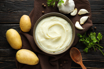 Wall Mural - Mashed potatoes, concept of tasty and delicious food