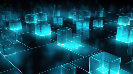 neon light with neon cubes background