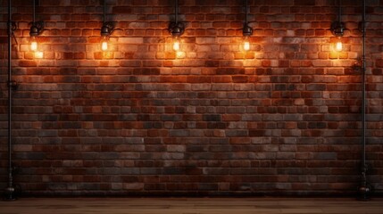 Poster - Rustic interior with vintage brick wall dimly lit bar and industrial elements