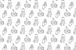 seamless pattern with zombie hands in line art style. halloween monster hand pattern. wednesday thing seamless pattern on white background