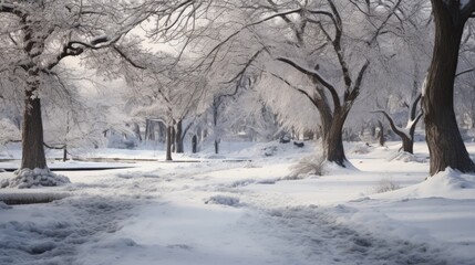 Poster - Snow covered park in winter