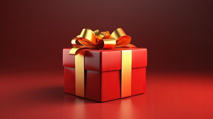 Leinwandbilder - Red box with gold ribbon and bow