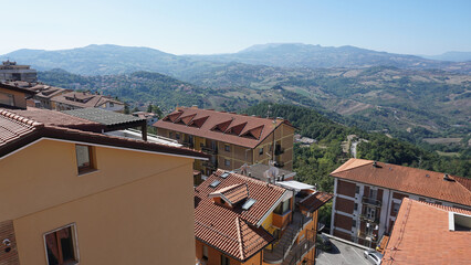 Wall Mural - San Marino city view. Stone street and old walls in San-Marino, Italy.