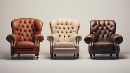 Poster - White background armchair from various perspectives