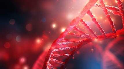 Poster - red background with a dna helix molecule