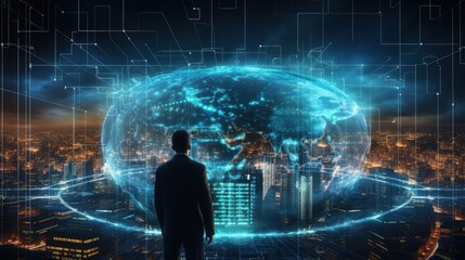 Poster - Tech background for data exchange software development cloud computing global BI network data analysis and internet programming team