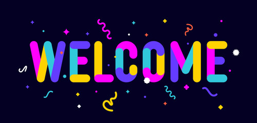 Canvas Print - welcome. greeting card welcome, hello, hi, banner, poster and sticker, holiday geometric style with 