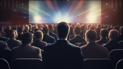 Leinwandbilder - Rear view of audience in conference hall at business meeting speakers giving talk