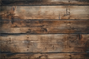Wall Mural - texture of old, damaged cracked dark rustic wooden boards with knots