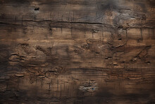 Texture Of Old Dark Cracked Wood With Knots, Generative AI