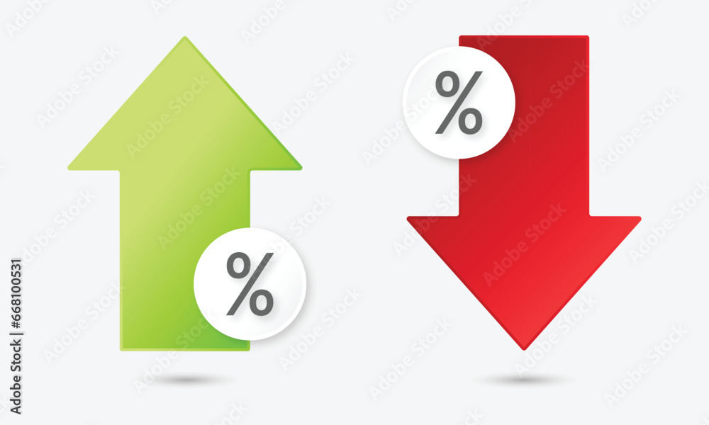 percentage arrow symbol up down, percent arrow icon increase decrease ...