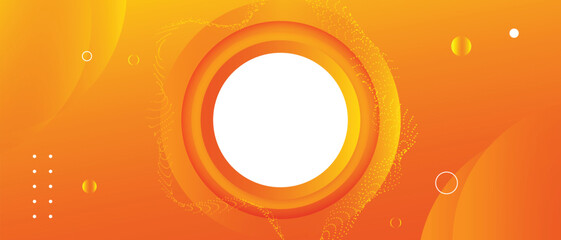 Poster - Abstract circle and flowing wave line gradient orange and yellow background. Use for brochure, flyer, poster, leaflet, presentation, book cover, banner, landing page, website template and more.