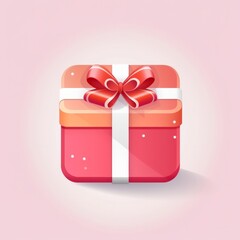 Wall Mural - Gift box with ribbon, flat icon for application, minimalism