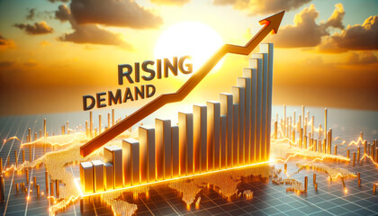 Poster - Glow of Growth: RISING DEMAND Over Progressive Bar Graph