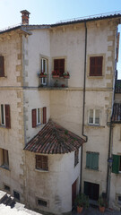 Wall Mural - San Marino city view. Stone street and old walls in San-Marino, Italy.