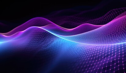 Wall Mural - blue and purple waves and lines presenting data visualization, futuristic space aesthetic, created w