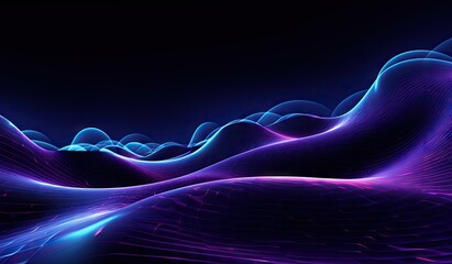 Wall Mural - blue and purple waves and lines presenting data visualization, futuristic space aesthetic, created w