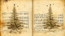 Fir Tree And Sheet Music On Old Paper